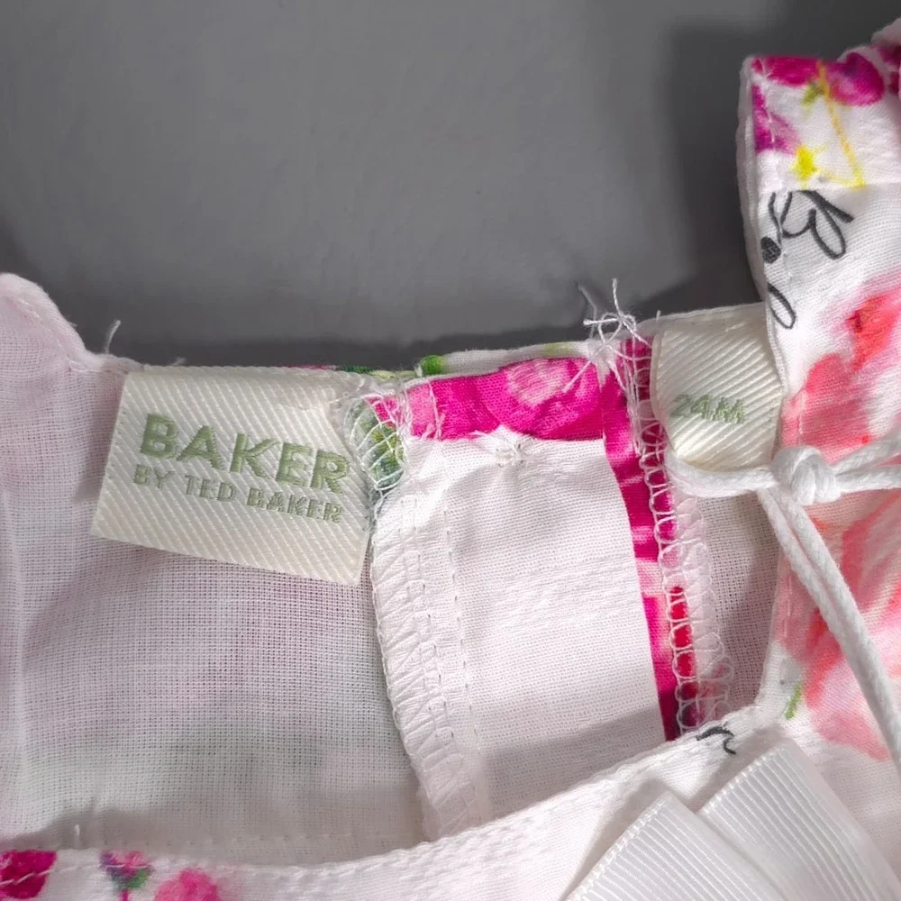 BAKER BY TED BAKER New Kids Baby Dress Set Floral 3Pc Outfit Headband‎ Panty 24M